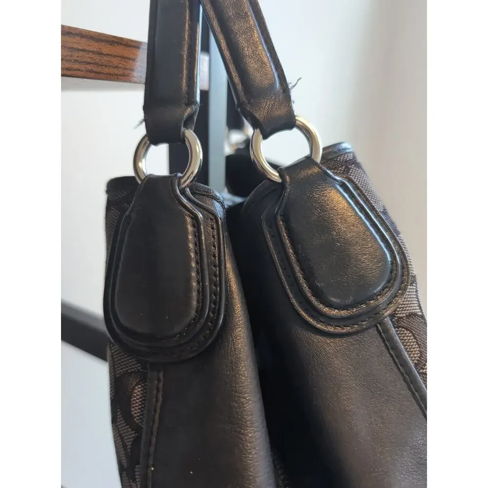 Coach Edie Shoulder Bag In Signature Black‎ Jacquard